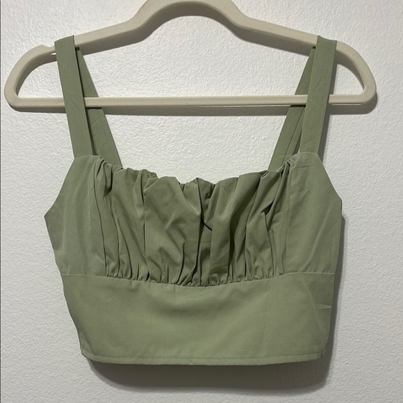 SHEIN Tops - SHEIN Green Ruched Bustier Crop Tank Top Size Small